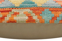 handmade Traditional Pillow Rust Blue Hand-Woven SQUARE 100% WOOL Hand woven turkish pillow2' x 2'