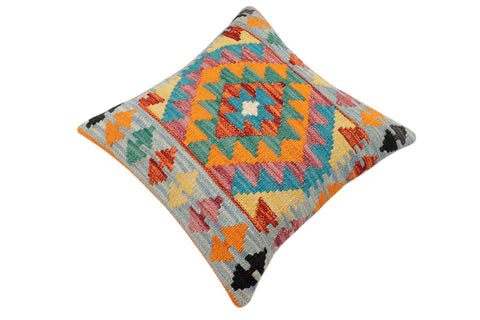 handmade Traditional Pillow Blue Rust Hand-Woven SQUARE 100% WOOL Hand woven turkish pillow2 x 2