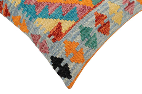 handmade Traditional Pillow Blue Rust Hand-Woven SQUARE 100% WOOL Hand woven turkish pillow2 x 2