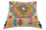 handmade Traditional Pillow Blue Rust Hand-Woven SQUARE 100% WOOL Hand woven turkish pillow2' x 2'