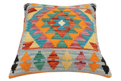 handmade Traditional Pillow Blue Rust Hand-Woven SQUARE 100% WOOL Hand woven turkish pillow2 x 2