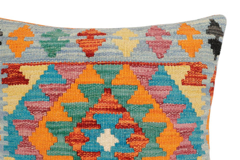handmade Traditional Pillow Blue Rust Hand-Woven SQUARE 100% WOOL Hand woven turkish pillow2 x 2