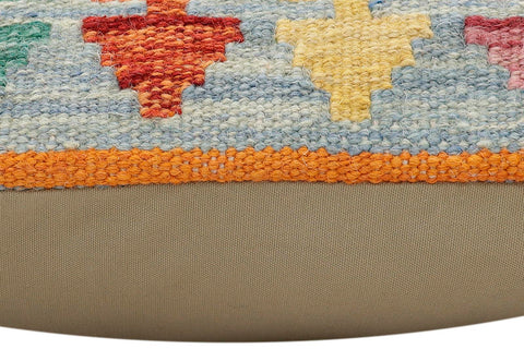 handmade Traditional Pillow Blue Rust Hand-Woven SQUARE 100% WOOL Hand woven turkish pillow2 x 2