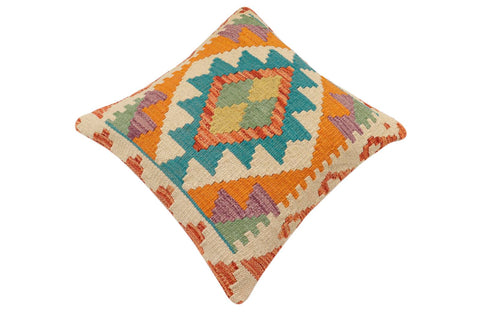 handmade Traditional Pillow Rust Blue Hand-Woven SQUARE 100% WOOL Hand woven turkish pillow2 x 2