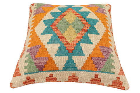 handmade Traditional Pillow Rust Blue Hand-Woven SQUARE 100% WOOL Hand woven turkish pillow2 x 2