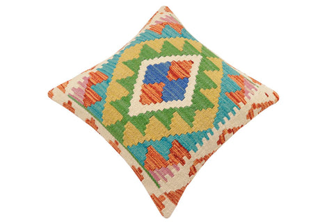 handmade Traditional Pillow Rust Blue Hand-Woven SQUARE 100% WOOL Hand woven turkish pillow2 x 2