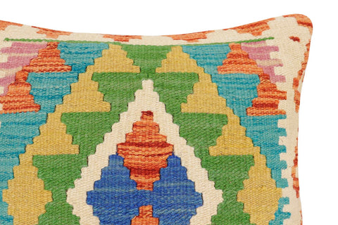 handmade Traditional Pillow Rust Blue Hand-Woven SQUARE 100% WOOL Hand woven turkish pillow2 x 2