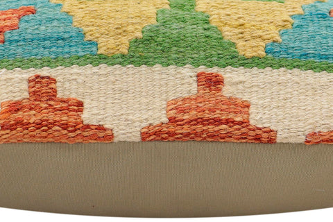 handmade Traditional Pillow Rust Blue Hand-Woven SQUARE 100% WOOL Hand woven turkish pillow2 x 2
