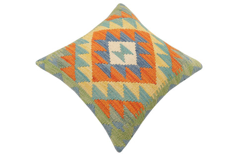 handmade Traditional Pillow Rust Blue Hand-Woven SQUARE 100% WOOL Hand woven turkish pillow2 x 2