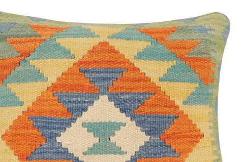 handmade Traditional Pillow Rust Blue Hand-Woven SQUARE 100% WOOL Hand woven turkish pillow2 x 2