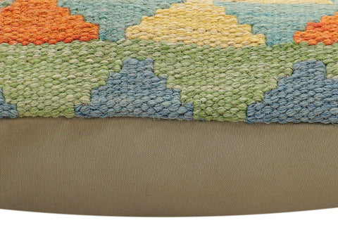 handmade Traditional Pillow Rust Blue Hand-Woven SQUARE 100% WOOL Hand woven turkish pillow2 x 2
