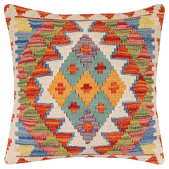 handmade Traditional Pillow Rust Blue Hand-Woven SQUARE 100% WOOL Hand woven turkish pillow2' x 2'