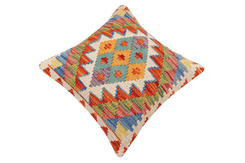 handmade Traditional Pillow Rust Blue Hand-Woven SQUARE 100% WOOL Hand woven turkish pillow2 x 2