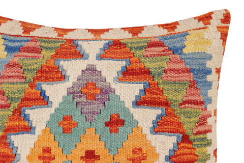 handmade Traditional Pillow Rust Blue Hand-Woven SQUARE 100% WOOL Hand woven turkish pillow2 x 2