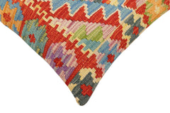 handmade Traditional Pillow Rust Blue Hand-Woven SQUARE 100% WOOL Hand woven turkish pillow2' x 2'