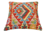 handmade Traditional Pillow Rust Blue Hand-Woven SQUARE 100% WOOL Hand woven turkish pillow2' x 2'