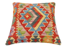 handmade Traditional Pillow Rust Blue Hand-Woven SQUARE 100% WOOL Hand woven turkish pillow2' x 2'