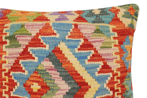 handmade Traditional Pillow Rust Blue Hand-Woven SQUARE 100% WOOL Hand woven turkish pillow2 x 2