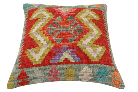 handmade Traditional Pillow Rust Green Hand-Woven SQUARE 100% WOOL Hand woven turkish pillow2 x 2