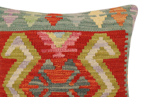 handmade Traditional Pillow Rust Green Hand-Woven SQUARE 100% WOOL Hand woven turkish pillow2 x 2