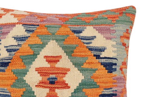 handmade Traditional Pillow Rust Blue Hand-Woven SQUARE 100% WOOL Hand woven turkish pillow2 x 2