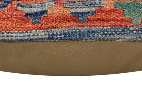 handmade Traditional Pillow Rust Blue Hand-Woven SQUARE 100% WOOL Hand woven turkish pillow2 x 2