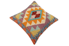 handmade Traditional Pillow Rust Blue Hand-Woven SQUARE 100% WOOL Hand woven turkish pillow2' x 2'