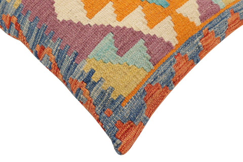 handmade Traditional Pillow Rust Blue Hand-Woven SQUARE 100% WOOL Hand woven turkish pillow2 x 2