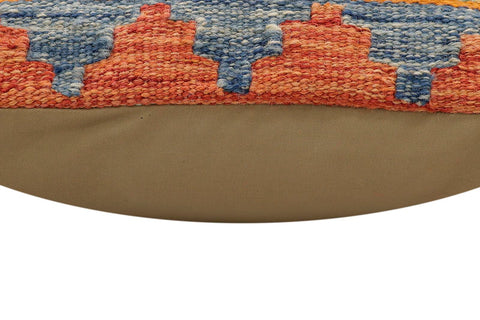 handmade Traditional Pillow Rust Blue Hand-Woven SQUARE 100% WOOL Hand woven turkish pillow2 x 2
