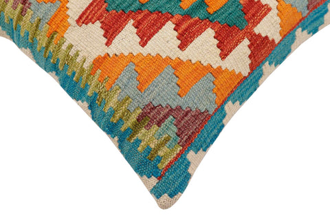 handmade Traditional Pillow Rust Blue Hand-Woven SQUARE 100% WOOL Hand woven turkish pillow2 x 2