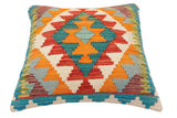 handmade Traditional Pillow Rust Blue Hand-Woven SQUARE 100% WOOL Hand woven turkish pillow2' x 2'