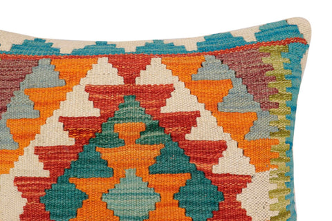handmade Traditional Pillow Rust Blue Hand-Woven SQUARE 100% WOOL Hand woven turkish pillow2 x 2