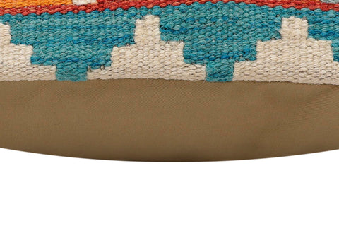 handmade Traditional Pillow Rust Blue Hand-Woven SQUARE 100% WOOL Hand woven turkish pillow2 x 2