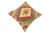 handmade Traditional Pillow Rust Blue Hand-Woven SQUARE 100% WOOL Hand woven turkish pillow2' x 2'
