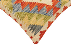 handmade Traditional Pillow Rust Blue Hand-Woven SQUARE 100% WOOL Hand woven turkish pillow2' x 2'