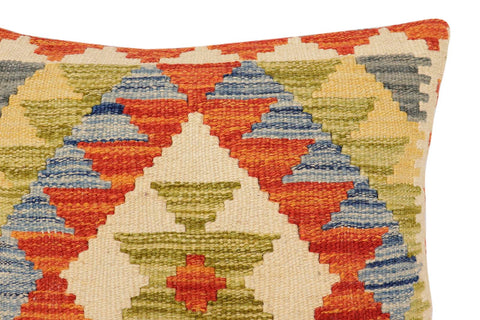 handmade Traditional Pillow Rust Blue Hand-Woven SQUARE 100% WOOL Hand woven turkish pillow2 x 2