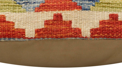 handmade Traditional Pillow Rust Blue Hand-Woven SQUARE 100% WOOL Hand woven turkish pillow2 x 2