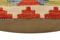 handmade Traditional Pillow Rust Blue Hand-Woven SQUARE 100% WOOL Hand woven turkish pillow2' x 2'