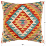 handmade Traditional Pillow Rust Blue Hand-Woven SQUARE 100% WOOL Hand woven turkish pillow2' x 2'