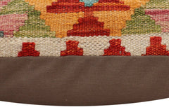 handmade Traditional Pillow Rust Blue Hand-Woven SQUARE 100% WOOL Hand woven turkish pillow2' x 2'