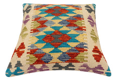 handmade Traditional Pillow Rust Blue Hand-Woven SQUARE 100% WOOL Hand woven turkish pillow2' x 2'