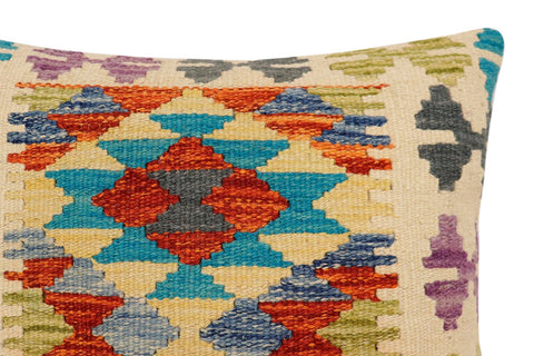 handmade Traditional Pillow Rust Blue Hand-Woven SQUARE 100% WOOL Hand woven turkish pillow2 x 2