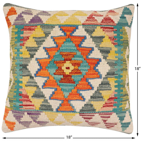 handmade Traditional Pillow Rust Blue Hand-Woven SQUARE 100% WOOL Hand woven turkish pillow2 x 2