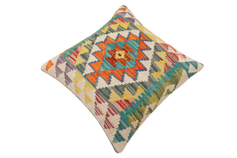 handmade Traditional Pillow Rust Blue Hand-Woven SQUARE 100% WOOL Hand woven turkish pillow2 x 2