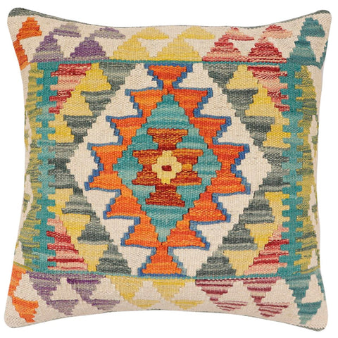 handmade Traditional Pillow Rust Blue Hand-Woven SQUARE 100% WOOL Hand woven turkish pillow2 x 2