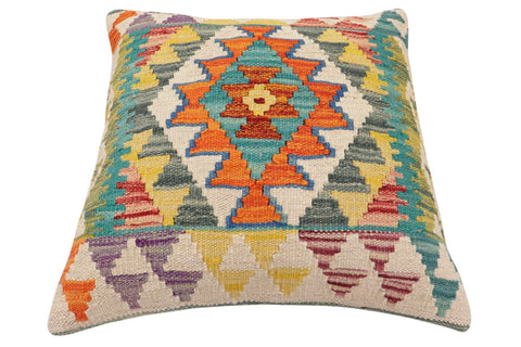 handmade Traditional Pillow Rust Blue Hand-Woven SQUARE 100% WOOL Hand woven turkish pillow2 x 2