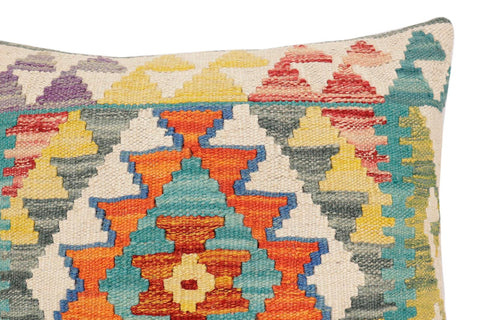 handmade Traditional Pillow Rust Blue Hand-Woven SQUARE 100% WOOL Hand woven turkish pillow2 x 2
