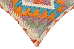 handmade Traditional Pillow Rust Blue Hand-Woven SQUARE 100% WOOL Hand woven turkish pillow2' x 2'