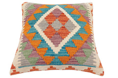handmade Traditional Pillow Rust Blue Hand-Woven SQUARE 100% WOOL Hand woven turkish pillow2' x 2'