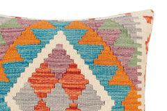 handmade Traditional Pillow Rust Blue Hand-Woven SQUARE 100% WOOL Hand woven turkish pillow2' x 2'